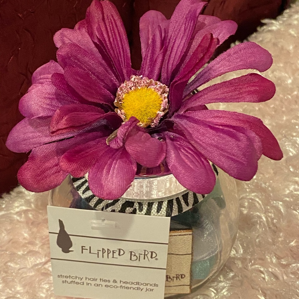 Hair Ties in a Flower adorned Jar
